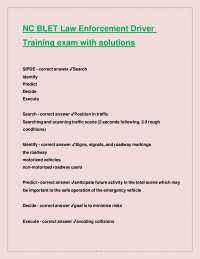 NC BLET Law Enforcement Driver Training exam with solutions
