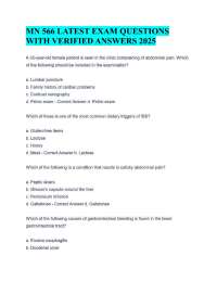 MN 566 LATEST EXAM QUESTIONS WITH VERIFIED ANSWERS 2025