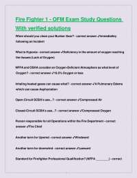 Fire Fighter 1 - OFM Exam Study Questions With verified solutions