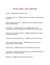 Insurance Concepts and Principles: Exam 1 Review