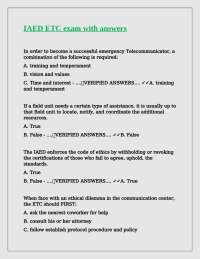 IAED ETC Exam with Answers: Emergency Telecommunications