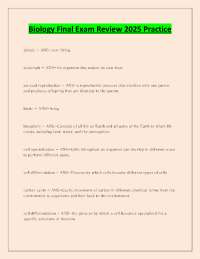 Biology Final Exam Review 2025: Key Terms and Definitions