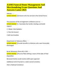 AAMI Funeral Home Management And Merchandising Exam Questions And Answers Latest 2025