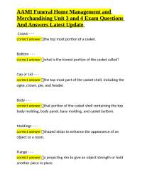 AAMI Funeral Home Management and Merchandising Unit 3 and 4 Exam Questions and Answers