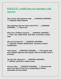 IAED ETC Certification Test Questions and Answers