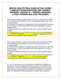 Mental Health Final Exam Questions and Answers