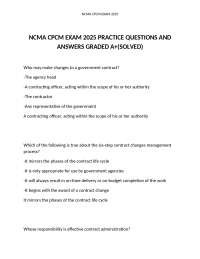 NCMA CPCM Exam 2025 Practice Questions and Answers