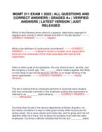 MGMT 311 Exam 1: Organizational Behavior Concepts and Applications