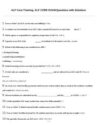 ALF Core Training Exam Questions and Answers