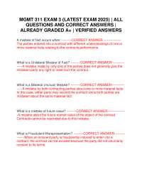 MGMT 311 Exam 3: Contract Law Questions and Answers