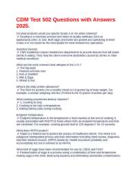CDM Test 502 Questions and Answers: Food Service Management