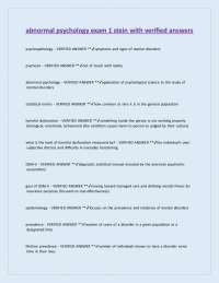 Abnormal Psychology Exam 1: Key Concepts and Verified Answers