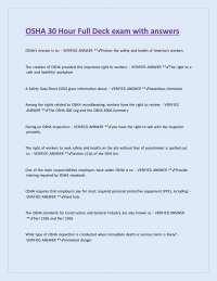 OSHA 30 Hour Full Deck Exam with Answers: A Comprehensive Guide to Workplace Safety