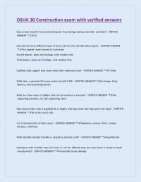 OSHA 30 Construction Exam Questions and Answers