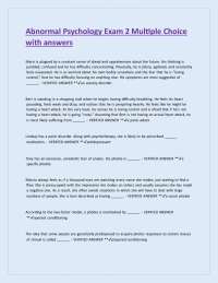 Abnormal Psychology Exam 2: Multiple Choice Questions and Answers