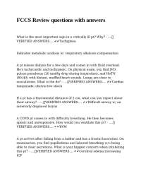 Critical Care Review Questions and Answers