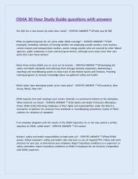 OSHA 30 Hour Study Guide: Questions and Answers