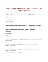 Tourism Management: Final Exam Questions and Answers