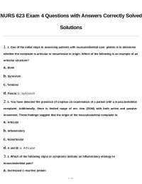 NURS 623 Exam 4 Questions and Answers: Musculoskeletal System