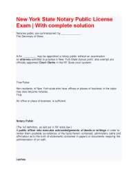 New York State Notary Public License Exam: Study Guide with Complete Solutions