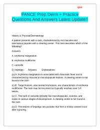 PANCE Prep Derm + Practice Questions And Answers Latest Update!!