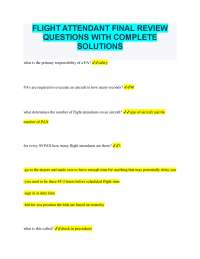 Flight Attendant Final Review Questions and Answers