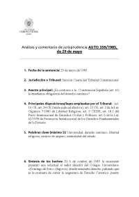 Análisis de Jurisprudencia: Derecho Canónico y Libertad Religiosa en España