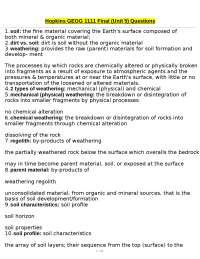 GEOG 1111 Final (Unit 5) Questions: Soil Science and Biodiversity