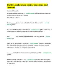 Dante Level 2 Exam Review Questions and Answers