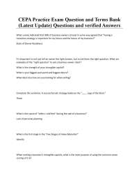 CEPA Practice Exam Question and Terms Bank (Latest Update) Questions and verified Answers