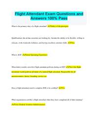 Flight Attendant Exam Questions and Answers 100% Pass