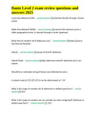 Dante Level 2 Exam Review Questions and Answers 2025
