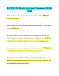 IHI PS 104 Questions and Answers: Effective Healthcare Teams
