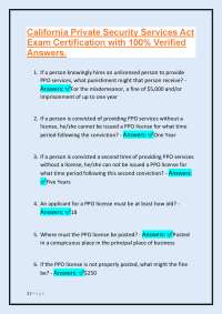 California Private Security Services Act Exam Certification: Questions and Answers