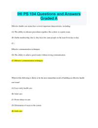 IHI PS 104 Questions and Answers: Effective Healthcare Teams