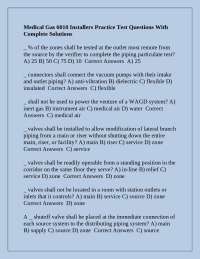 Medical Gas 6010 Installers Practice Test Questions With Complete Solutions