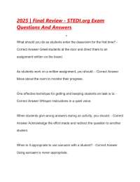 2025 | Final Review - STEDI.org Exam Questions And Answers