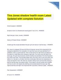 Tina Jones shadow health exam Latest Updated with complete Solution