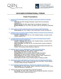 2018 QSEN INTERNATIONAL FORUM Poster Presentations