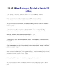 Emergency Care in the Streets: Chapter 8 & 9 Quiz