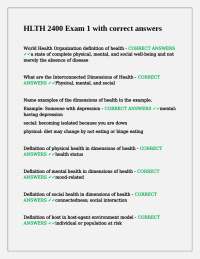 HLTH 2400 Exam 1 with correct answers