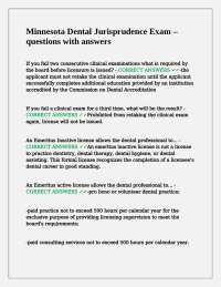 Minnesota Dental Jurisprudence Exam – questions with answers