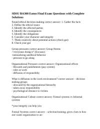 Business Ethics: Final Exam Questions and Answers