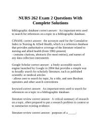 NURS 262 Exam 2 Questions and Answers: A Guide to Nursing Research