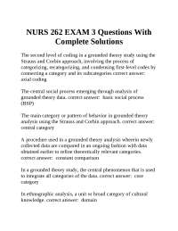 NURS 262 EXAM 3 Questions and Answers: Grounded Theory and Mixed Methods Research