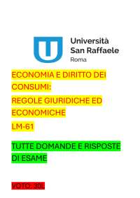 ECONOMIA E DIRITTO DEI CONSUMI LM61- DOMANDE ESAME AGGIORNATE MAGGIO 2025