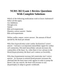 NURS 302 Exam 1 Review Questions with Complete Solutions