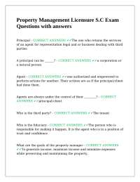 Property Management Licensure S.C Exam Questions with answers