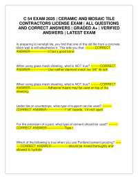 Ceramic and Mosaic Tile Contractors License Exam Questions and Answers