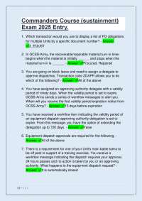 Commanders Course (sustainment) Exam 2025 Entry.